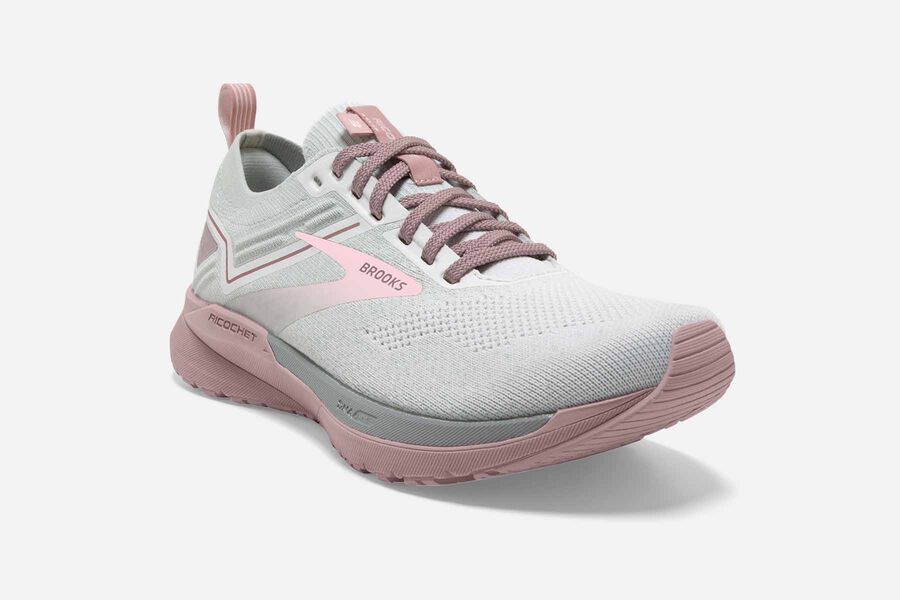 Brooks Ricochet 3 Road Running Shoes Womens White/Pink 796520-ABJ